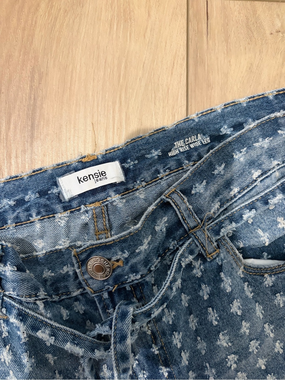 Kenzie Jeans Patterned Denim The Carla - High Rise Wide Leg - Picture 3 of 7